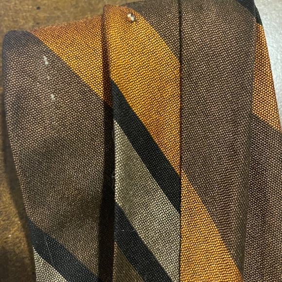 Brown, Orange, and Black Striped 1960s Tie by Jacquard - Picture 7 of 7
